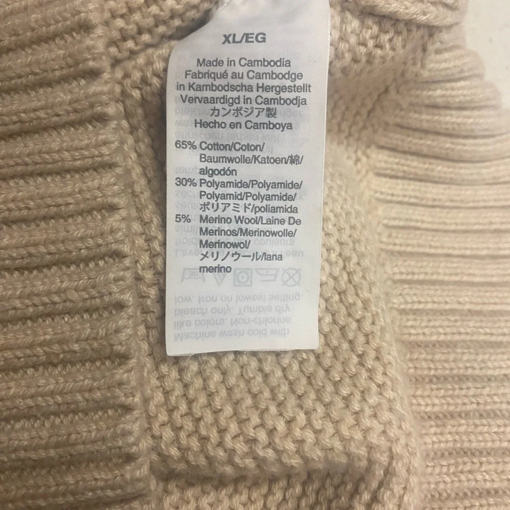 J. Crew Classic Beige Wool Blend Crew Neck Chunky Sweater Size XL